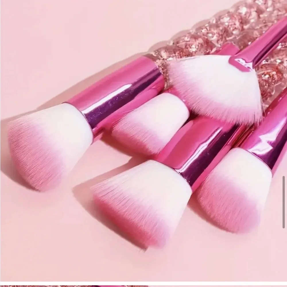 Set of 10 Makeup Brushes-Crystal Pink